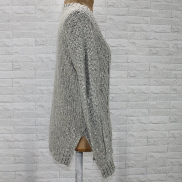 St. John's Bay Sweater Cable Knit Gray Classic Grey Crew Neck Winter Marled MED - Picture 4 of 13